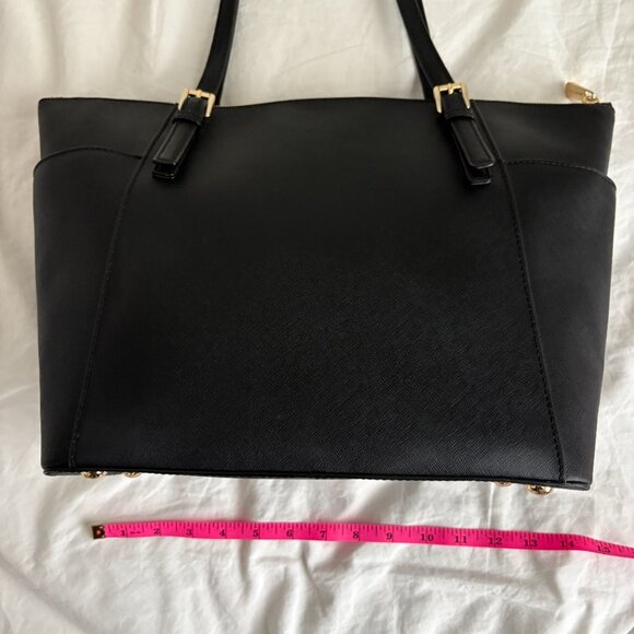 Michael Kors Jet Set Black Large Saffiano Leather Top-Zip Tote Bag - Picture 5 of 10